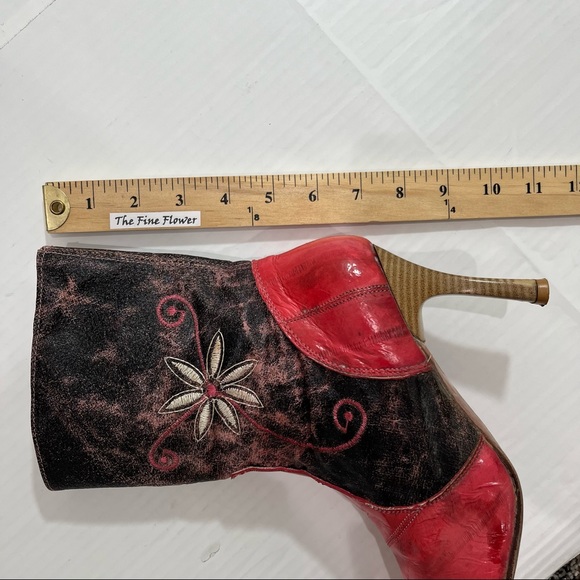 White Diamond Cowboy Heeled Boots Flower Pink Red Los Altos - Picture 11 of 11